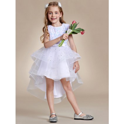 Flitrové dívčí šaty s květy bez rukávů