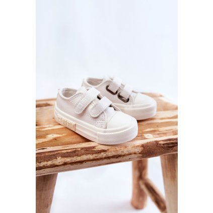 Dětské kožené tenisky na suchý zip BIG STAR KK374091 (Velikost 18, Barva Bílá)
