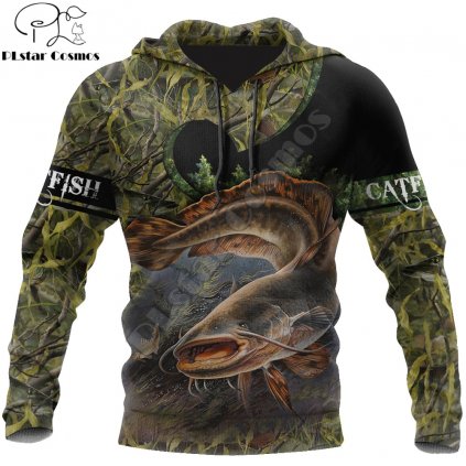 Originální rybářská mikina s potiskem ryby 3D fish (Barva (varianta) mikina, Velikost XS)
