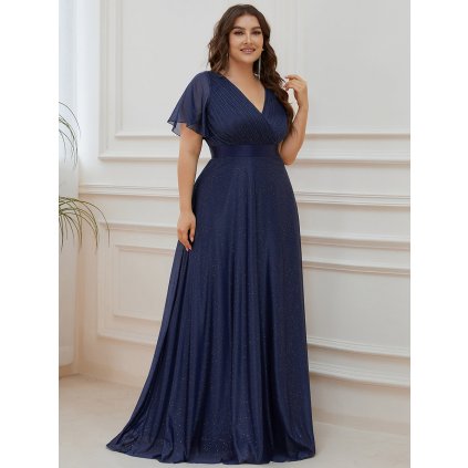 Třpytivé maxi šaty s obálkovým výstřihem (Velikost 4XL, Barva Bordová)