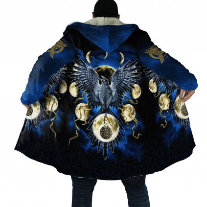 Dlouhá zimní mikina Raven s potiskem Viking (Barva (varianta) Plášť s kapucí 12, Velikost S)