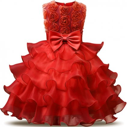 Volánkové šaty s 3D růžemi v topu
