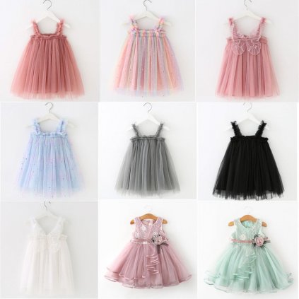 Letní tylové dívčí šaty narozeniny princess