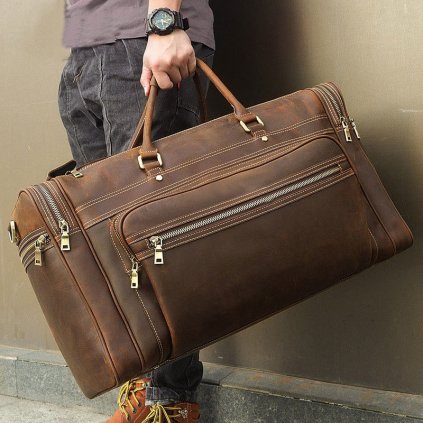 Velká cestovní taška vintage s prošíváním 17 palců
