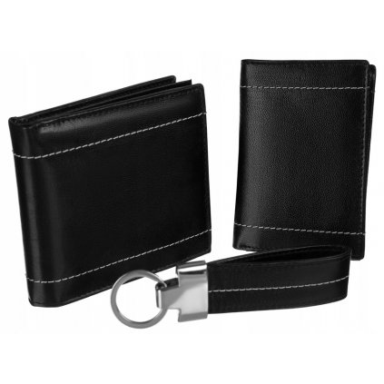 Dárková sada: kožená peněženka, pouzdro a klíčenka