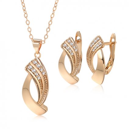 Elegantní set pozlacený náušnice a náhrdelník