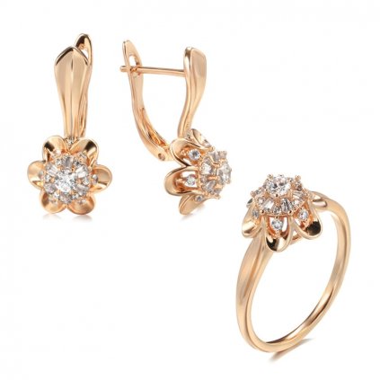 Stylový set s pozlacením (Barva (Varianta) Náušnice Prsten, Velikost prstenu 9 (59,6 mm))