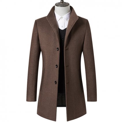 Elegantní pánský kabát kvalitní se stojatým límcem