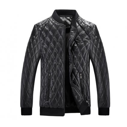Kožení pánská bunda elegantní s prošíváním