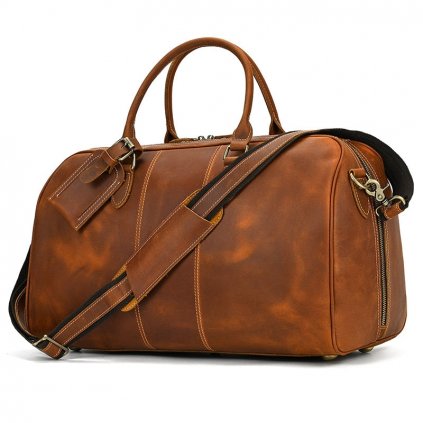 Cestovná luxusná taška z pravej kože vintage štýl