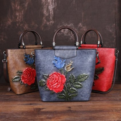 Shopper kabelka s texturovanými růžemi
