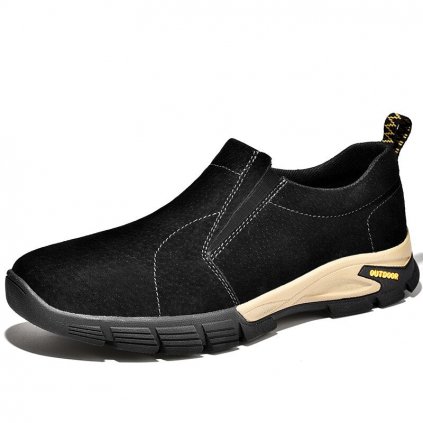 Semišové mokasíny pánské prošívané loafers (Barva Khaki, Velikost 38)