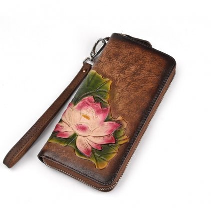 Vzorovaná vintage peněženka s lotusem