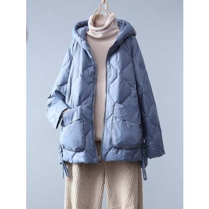 Zimní bunda s kapucí a bočními rozparky