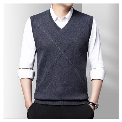 Pánská pletená vesta typu svetr bez rukávů se vzorem