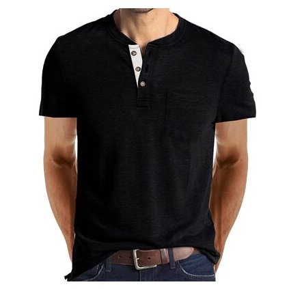 Pánská bavlněné tričko na knoflíky s krátkým rukávem