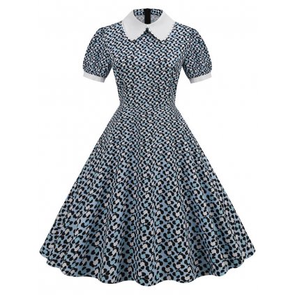 Pinup šaty 50. leta s límečkem a vzory