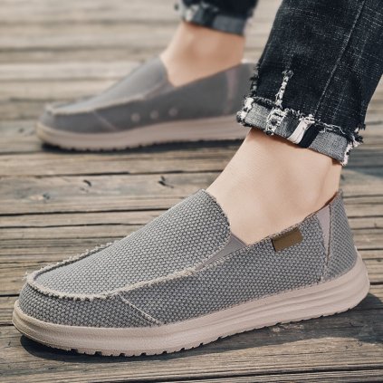 Džínové pánské boty nazouvací loafers denim canvas