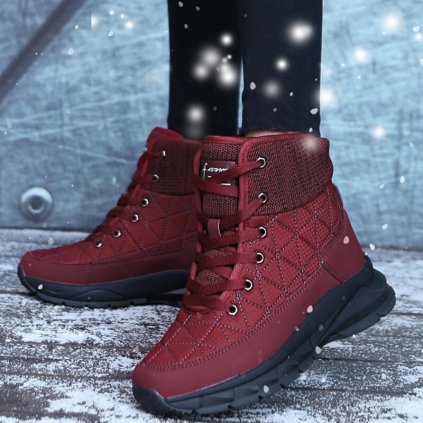 Zimní dámské boty prošívané sněhule s tkaničkami