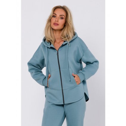 Mikina na zip s klokaní kapsou M761 (Velikost S/M, Barva Světle modrá)