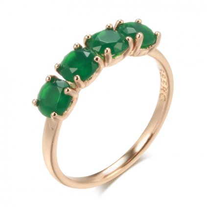 Pozlacený prsten s zelenými kameny