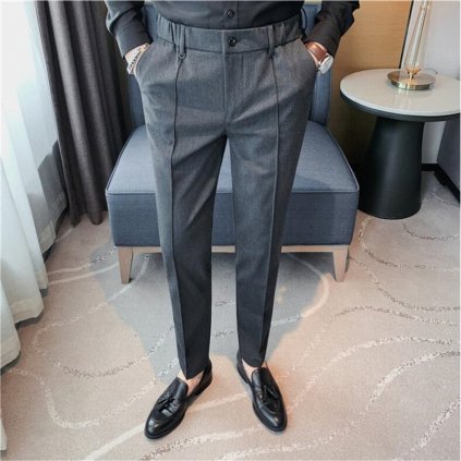 Kancelářské pánské kalhoty jednobarevné