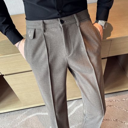 Podzimní pánské kalhoty office styl slim
