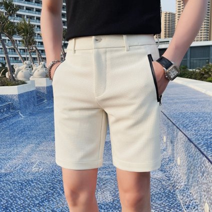 Rovné pánské šortky na léto s kontrastními kapsami