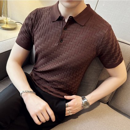 Texturované pánské polo tričko s límečkem