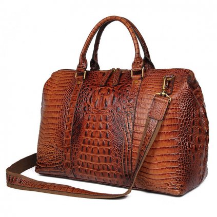 Kožená cestovní taška s texturou krokodýlí kůže