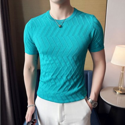 Pánské svetrové tričko s děrovanými vzory
