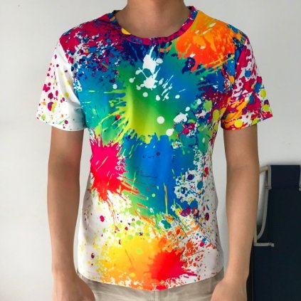 Tričko s barevným potiskem duha unisex (Barva (varianta) Jako na obrázku, Velikost 4XS)