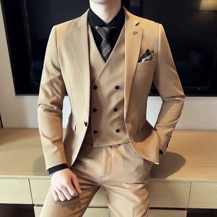Formální pánský oblek 3 díly s dvouřadou vestou