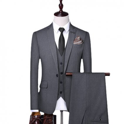 Svatební a kancelářský oblek 3v1 sako, vesta, kalhoty