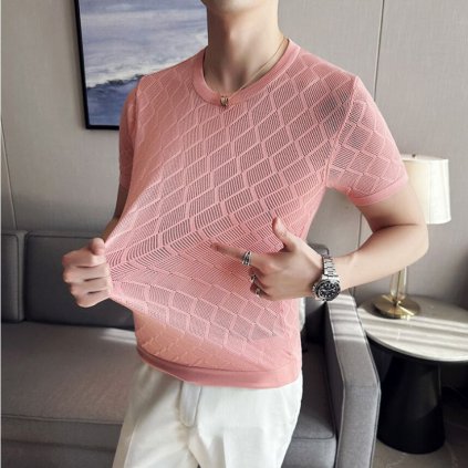 Pletené pánské tričko s geometrickými vzory