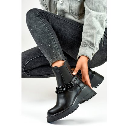 dělnické dámské boty Chelsea s odnímatelným řetízkem