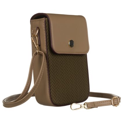Mini kabelka z eko-kůže s ozdobným panelem (Barva khaki || tmavě béžová)
