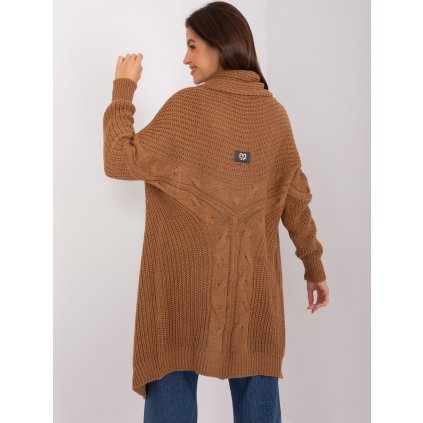 Svetr bez zapínání a ažurovými vzoryTW-SW-BI-305.99P (Velikost ONE SIZE, Barva Hnědá)