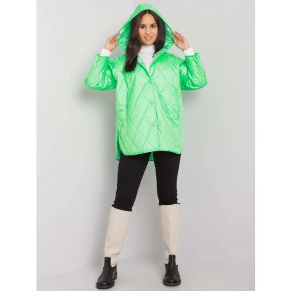 Prošívaná lesklá bunda neon s kapucí MR-KR-8007.84 (Velikost S, Barva Zelená)