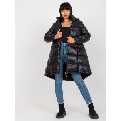 Lesklá zimná bunda s prešívaním a kapucňou