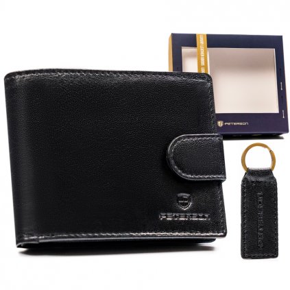 Dárková sada: velká pánská kožená peněženka a klíčenka