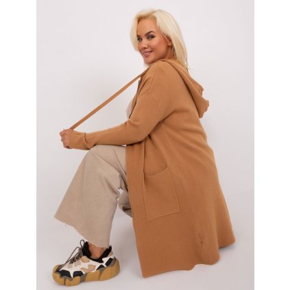 Plus size dlouhý svetr na zip s kapucí PM-SW-PM-3733.17