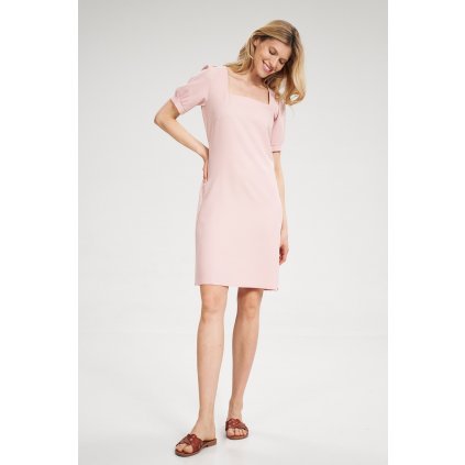 Světle růžové jarní midi šaty M704