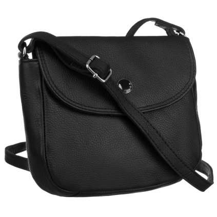 Elegantní dámská messenger taška z přírodní kůže (Barva Černá)
