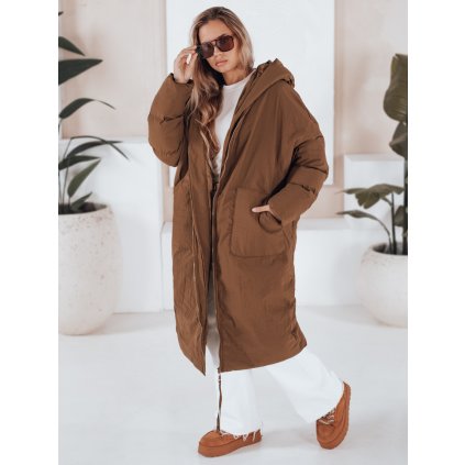 Značková zimní bunda dlouhá MELVIN - Oversize Hnědá