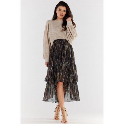 Šifonová maxi sukně se zvířecím potiskem A494 (Velikost L/XL, Barva Barevná)