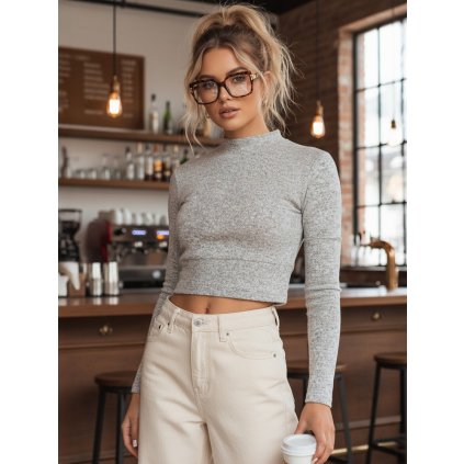 Dámský svetr LARA  MY2287 (Velikost ONE SIZE, Barva Světle šedá)