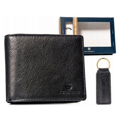 Dárková sada: pánská kožená peněženka a klíčenka - Peterson
