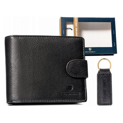 Dárková sada: pánská kožená peněženka a klíčenka - Peterson