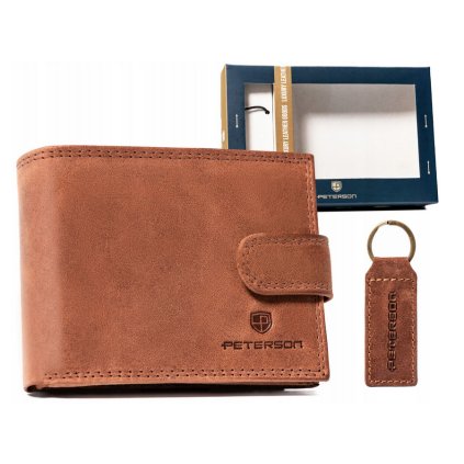 Kožená sada peněženky a klíčenky PTN SET-M-N003L